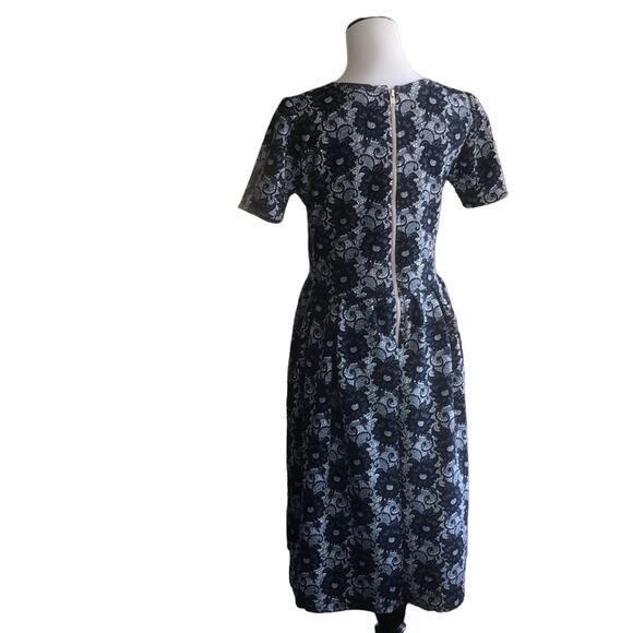 LuLaRoe Blue Floral Print Pleated Dress, Size M - Picture 3 of 6